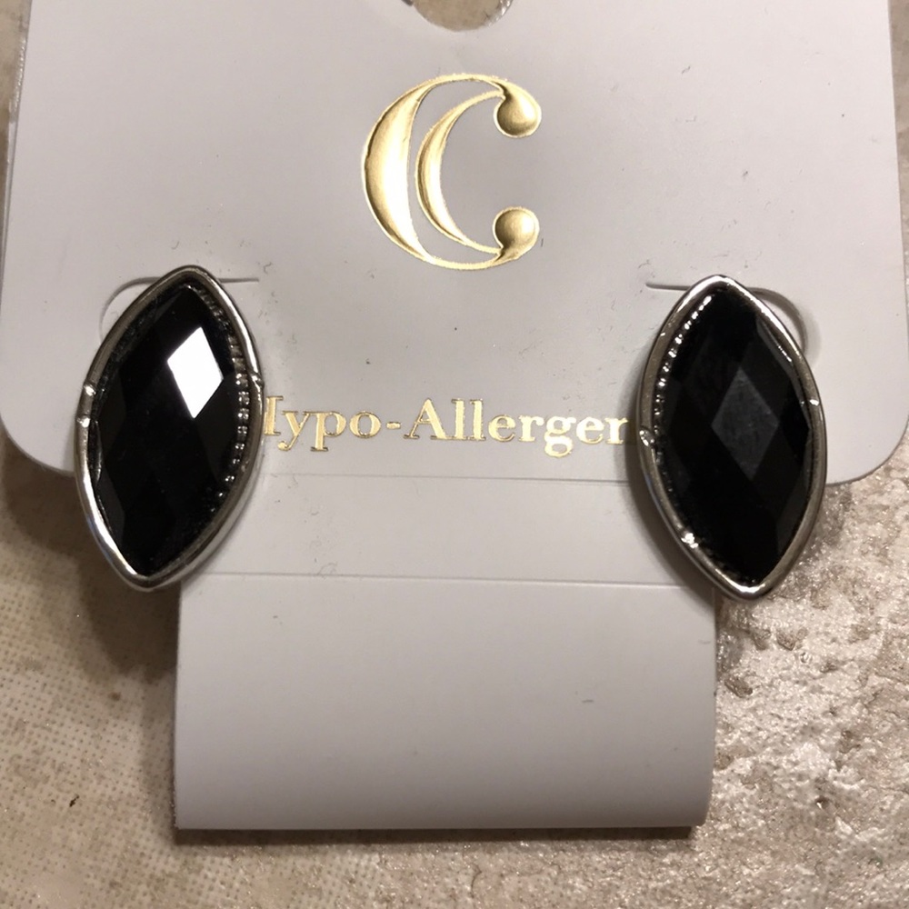 Jet black faceted earrings